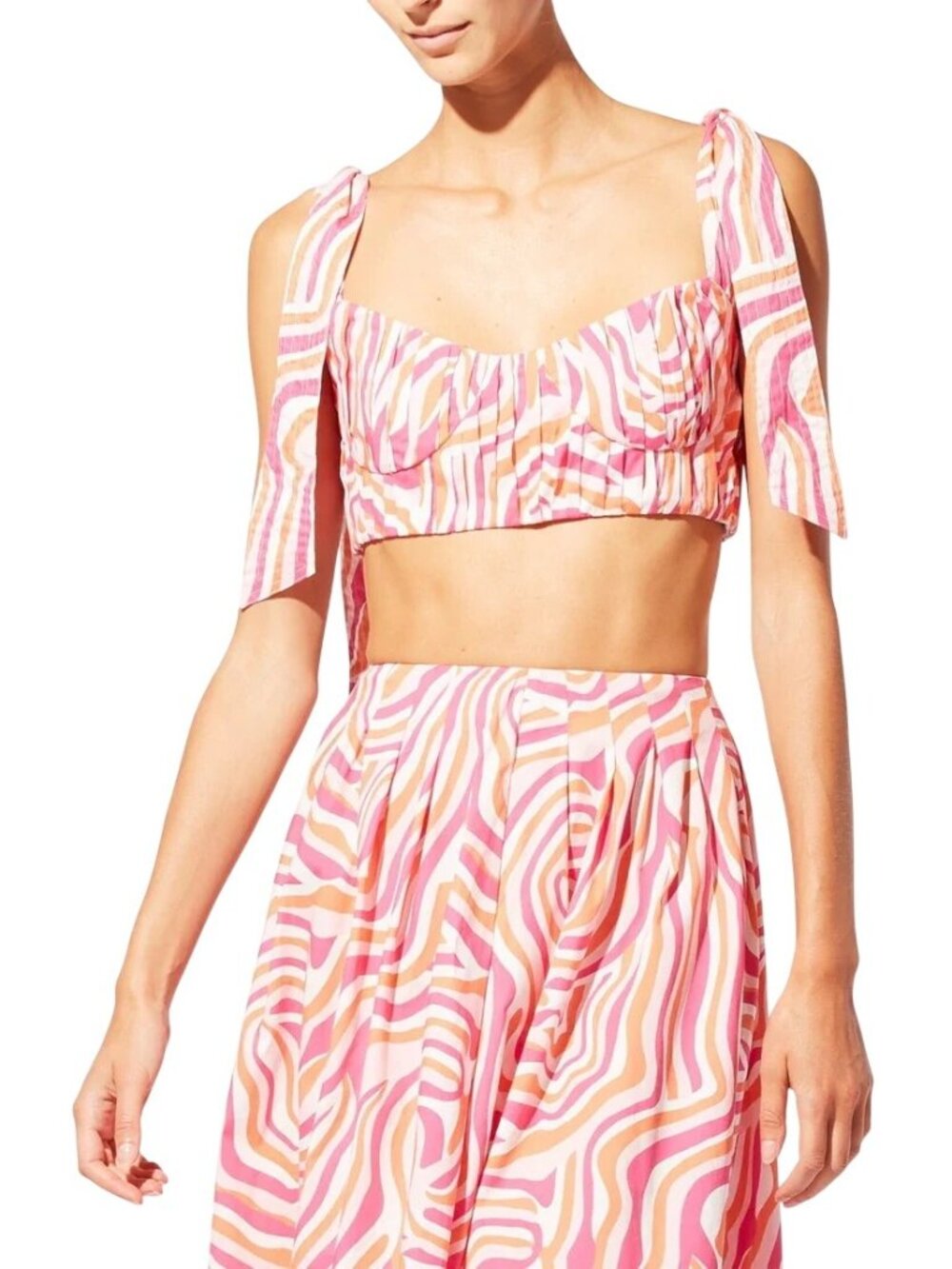Solid & Striped Frankie Bra Top in Abstract Pink Zebra XSmall Womens Cropped Tan